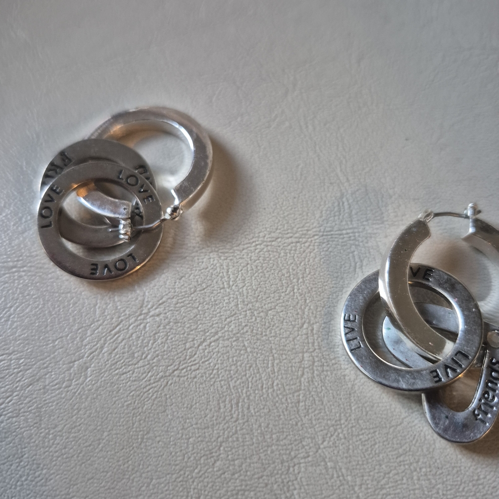 Chic Silver‎ Love Engraved Earrings